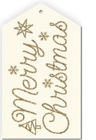 Glitter Merry Christmas Script Gold/Alabaster Gift Tag - Pack of 4