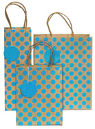 Glitter Gift Bag Neon Kraft Spots Blue (select size)