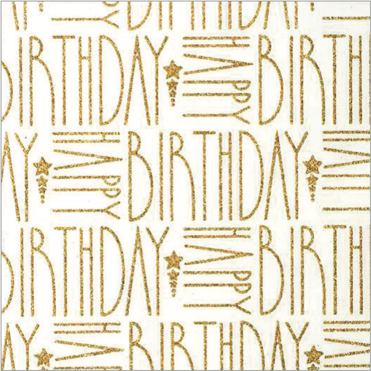 Glitter Flatwrap Deco Happy Birthday Gold on Alabaster
