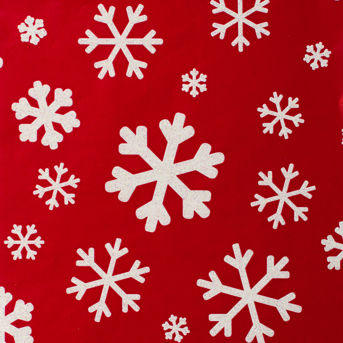 Christmassy Modern Snowflake White on Red