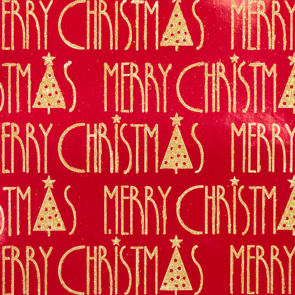 Brocade Merry Christmas Gold on Red Foil