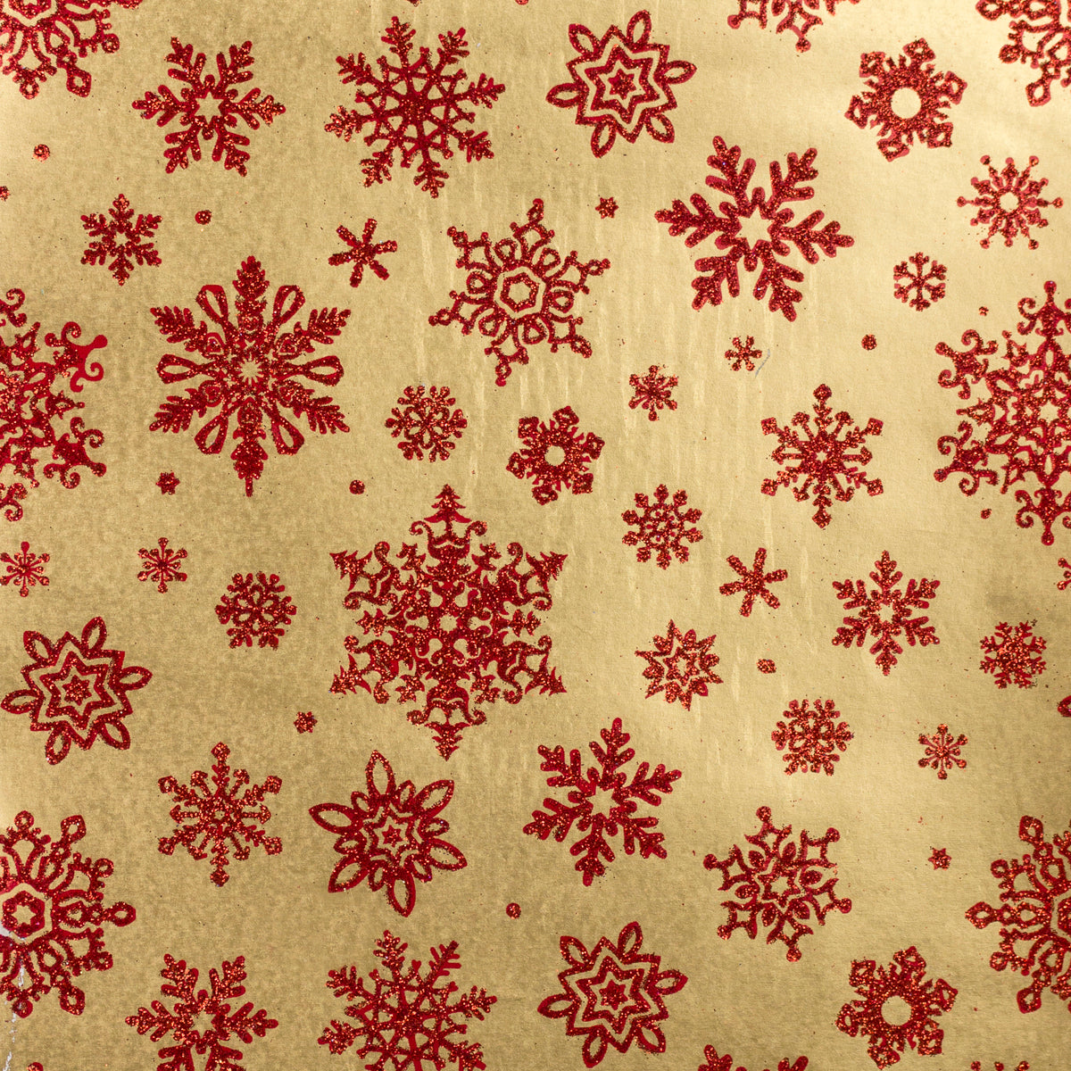 Brocade Delicate Snowflake Red on Gold