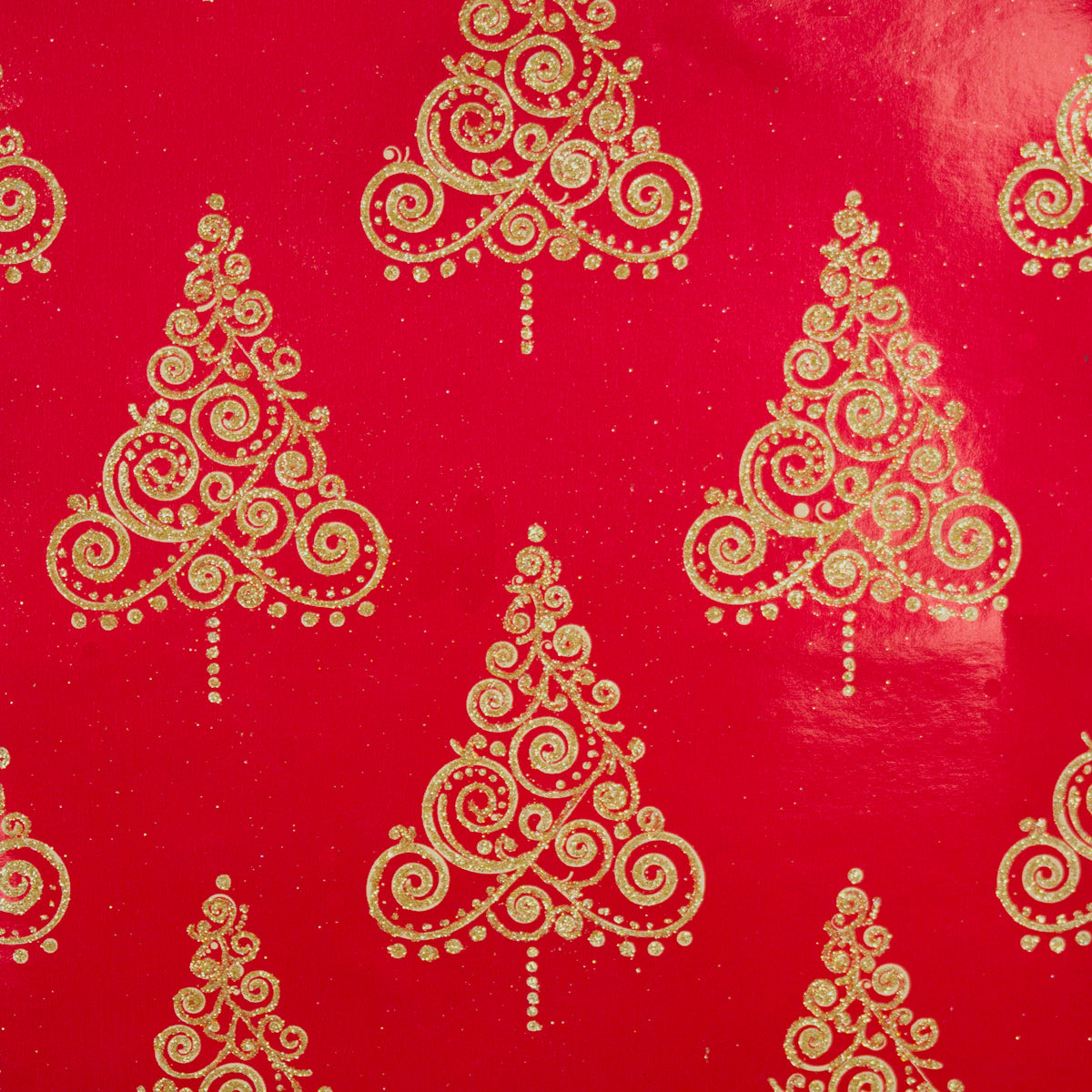 Brocade Ornate Tree Gold on Red Foil