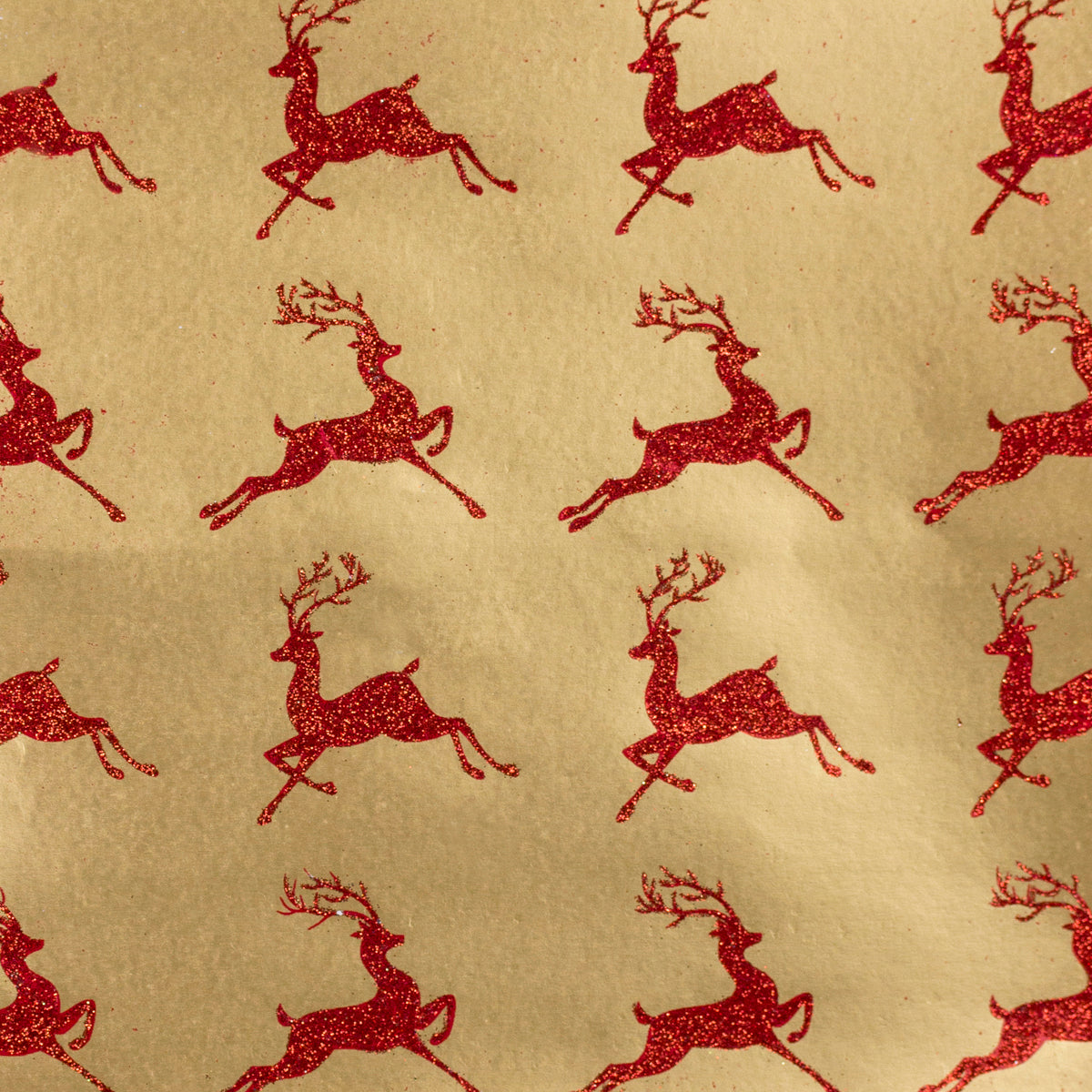 Brocade Leaping Reindeer Red on Gold