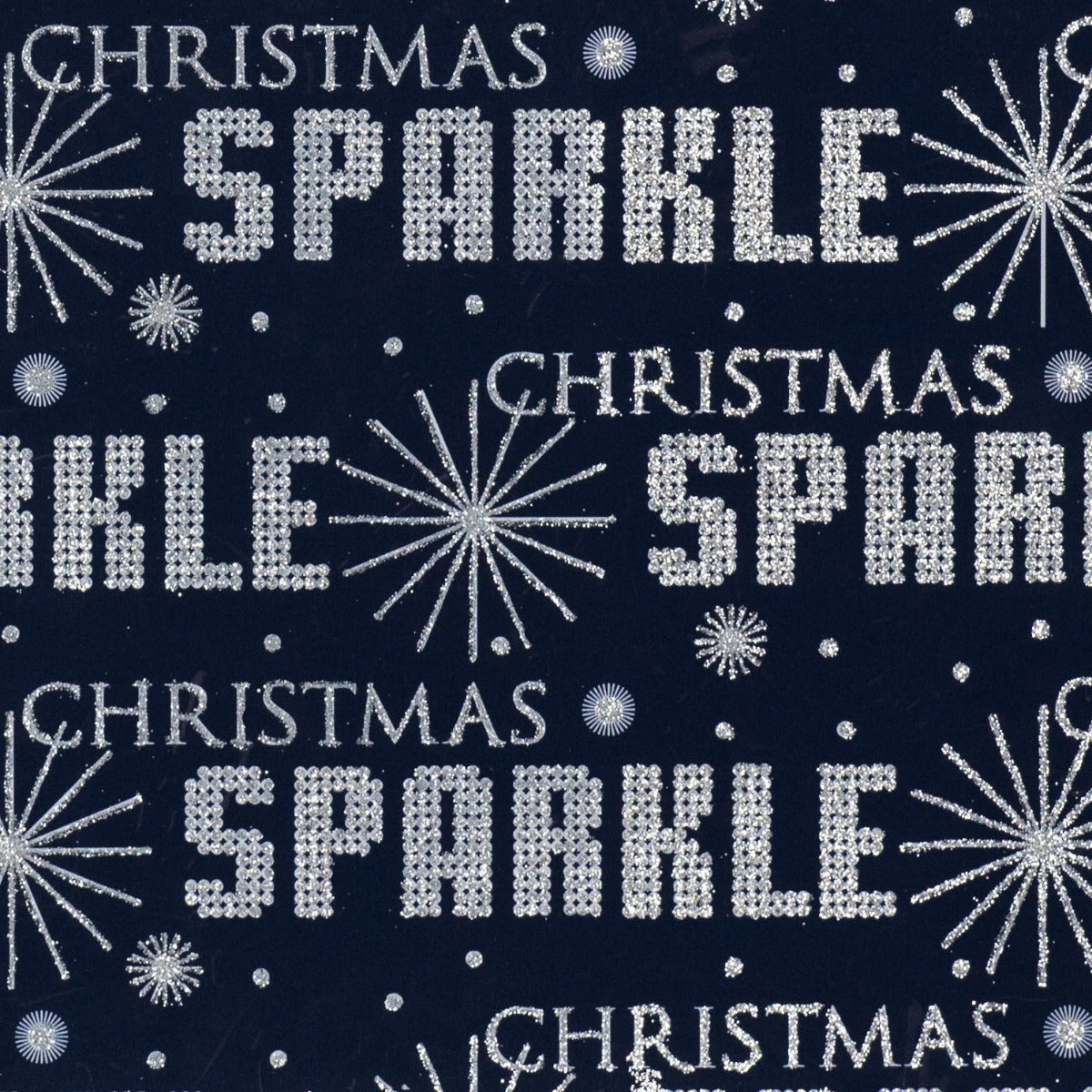 Christmas Sparkle Sparkle Text Silver on Navy
