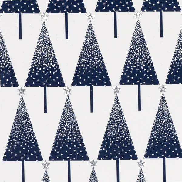 Christmas Sparkle Dotty Tree Silver/Navy on White