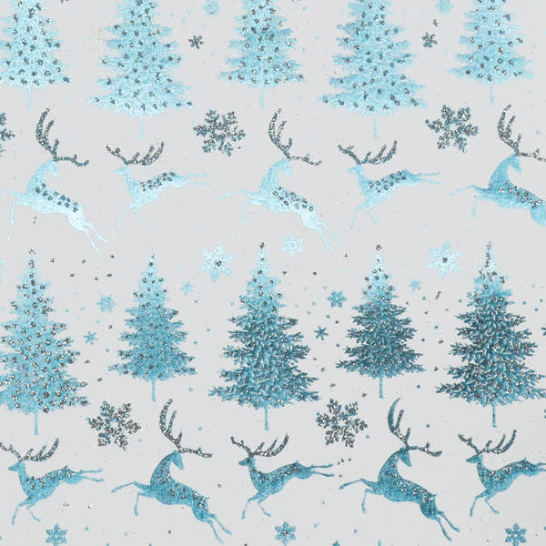 Finlandia Reindeer Silver/Ice Blue on White