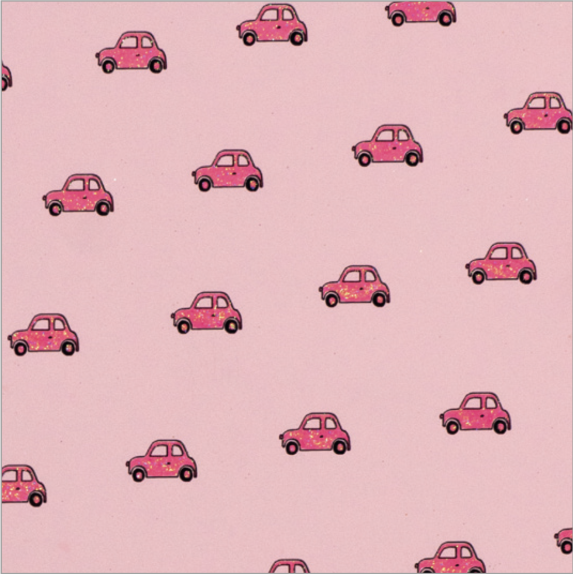 Glitter Ditsy Mini Car Iri Pink On Lt Pink