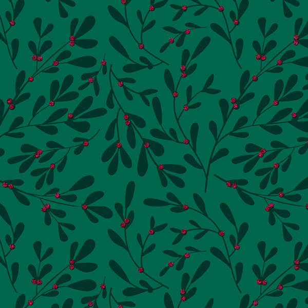 Uniqueco Bio Glitter FSCM Holly & Ivy Red/Dark Green Mistletoe on Green