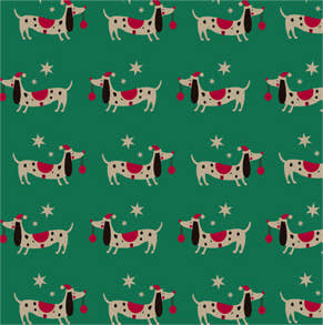 Uniqueco Printed FSCM Winter's Lodge Xmas Spotty Dog on Green