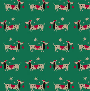 Uniqueco Printed FSCM Winter's Lodge Xmas Spotty Dog on Green