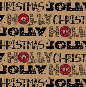Uniqueco Printed FSCR Jolly Christmas Holly Jolly Christmas on Kraft