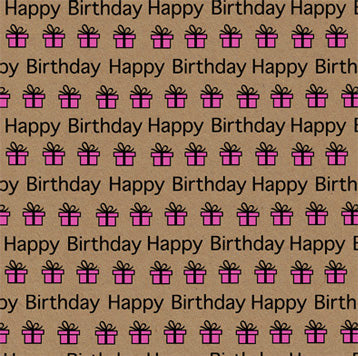 Uniqueco Printed FSCR Happy Brights Pink Happy Birthday Present on Kraft