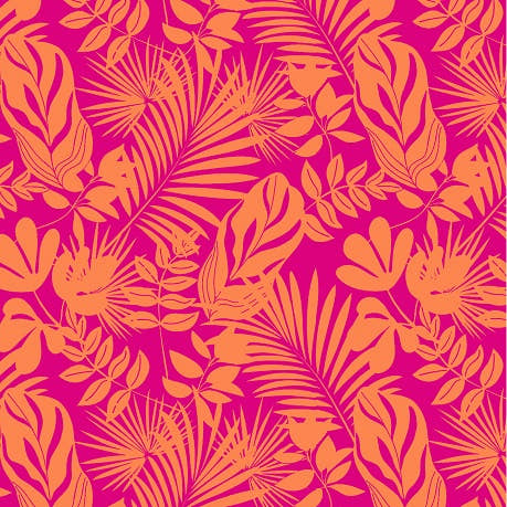 Birds and Blooms Fern Orange on Pink wrapping paper