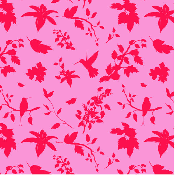 Birds and Blooms Birds Red on Pink wrapping paper
