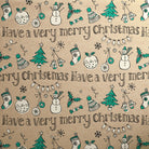 Uniqueco Printed FSCR Doodles Christmas Green Very Merry