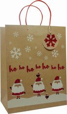 Glitter Gift Bag Kraft Santa Large (pack of 6)