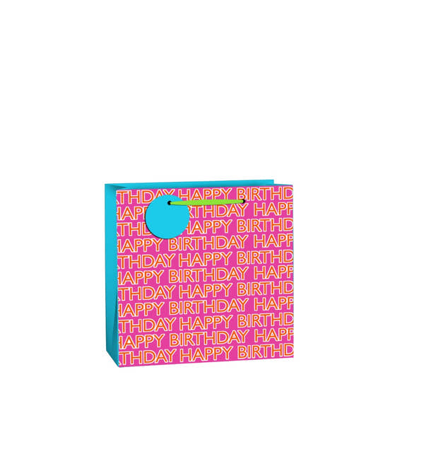 Uniqueco FSCM*  Printed Bag Simply Colour Birthday Pink Medium (Unit of 6)