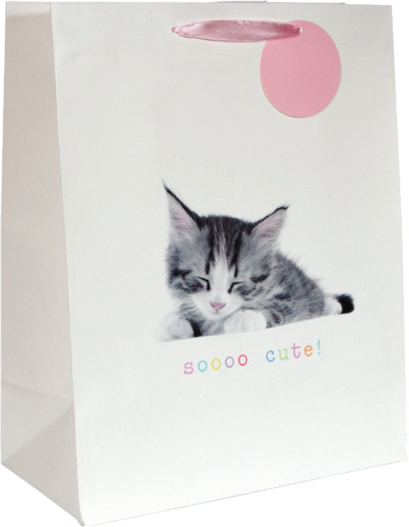Printed Bag Kitten on White Large Bag (pack of 6)