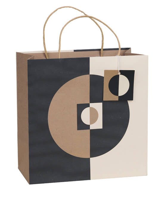 Uniqueco FSCM* Printed Gift Bag Geo Kraft - Large (Unit of 6)