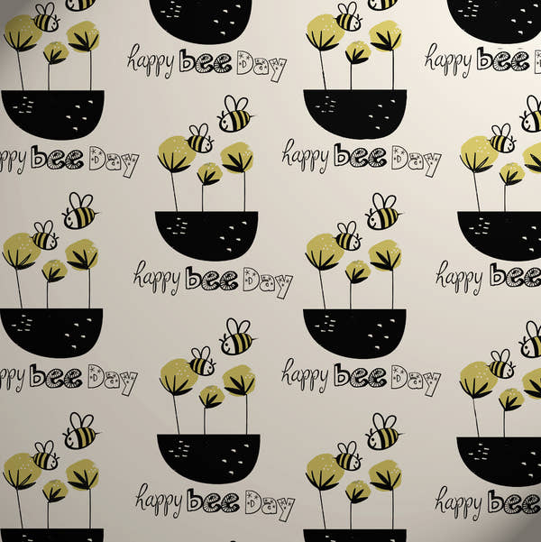 Uniqueco Printed FSCM Happy Earth Bee on White