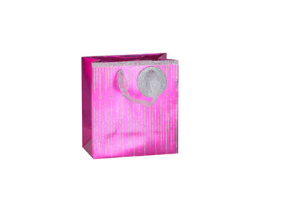 Glitter Gift Bag Icicle Pink Foil Silver Glitter - Small (pack of 6)