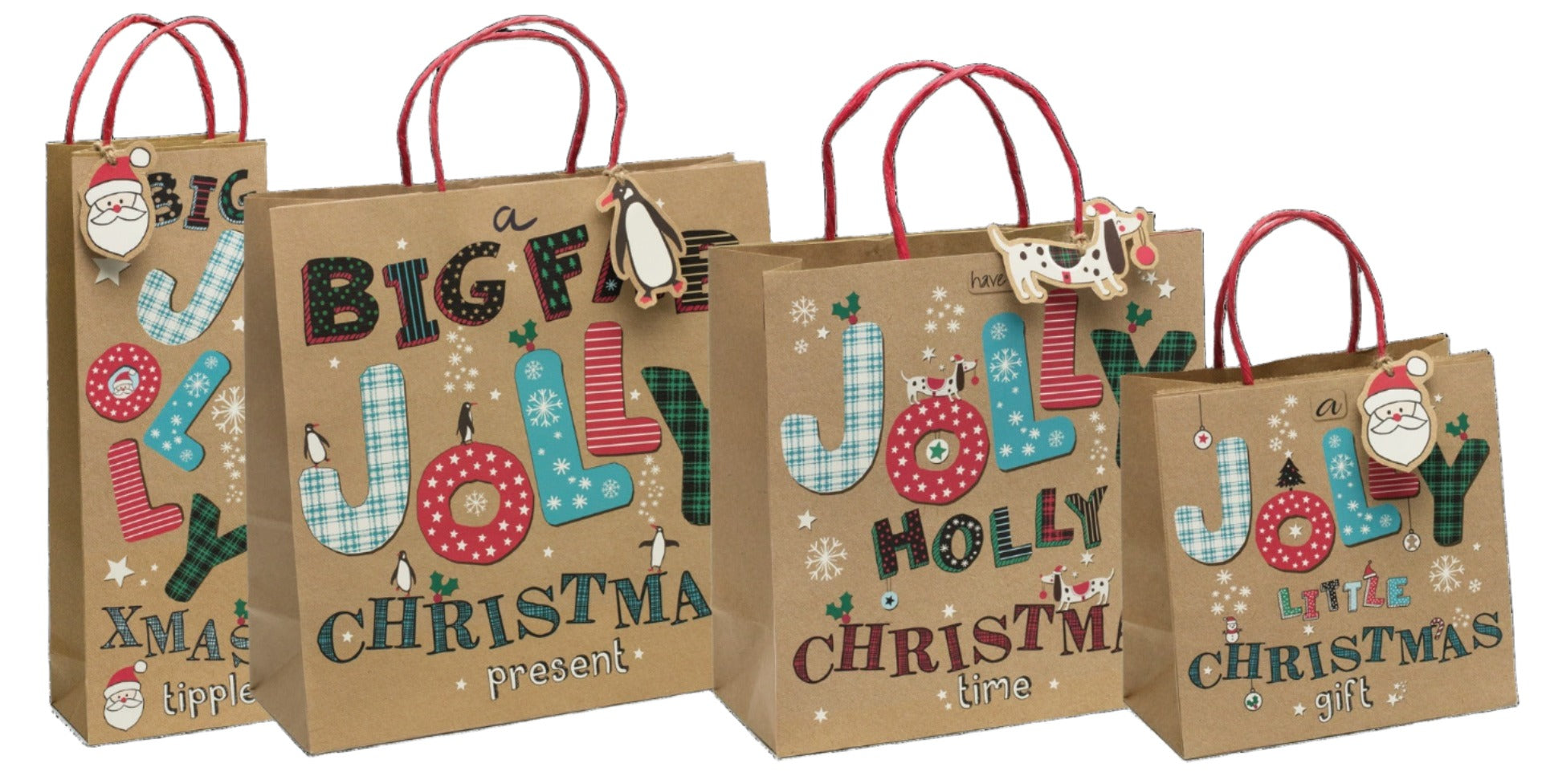 Uniqueco FSCM* Jolly Christmas Gift Bags (select size)