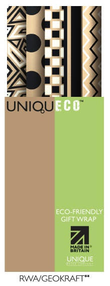 Uniqueco Printed FSCR Geo Kraft Rollwrap Assortment of 42 Rolls