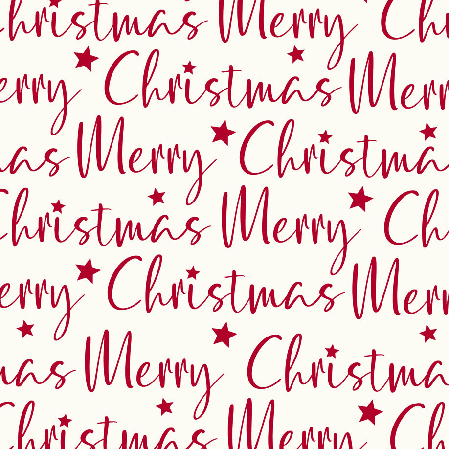 Uniqueco Printed FSCM Winter's Lodge Merry Christmas Script Red on White